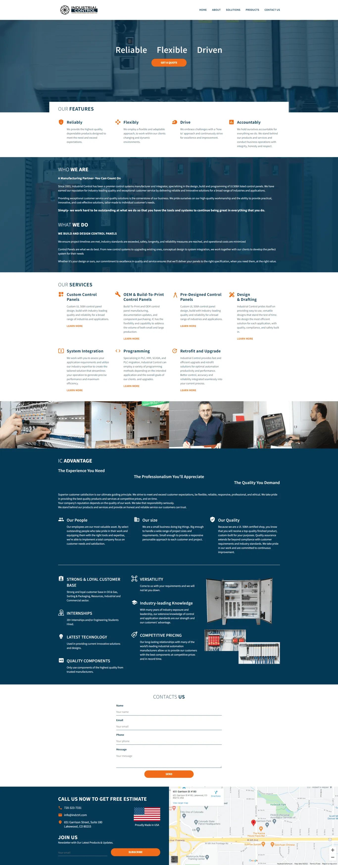 Full-page preview of Industrial Control website
