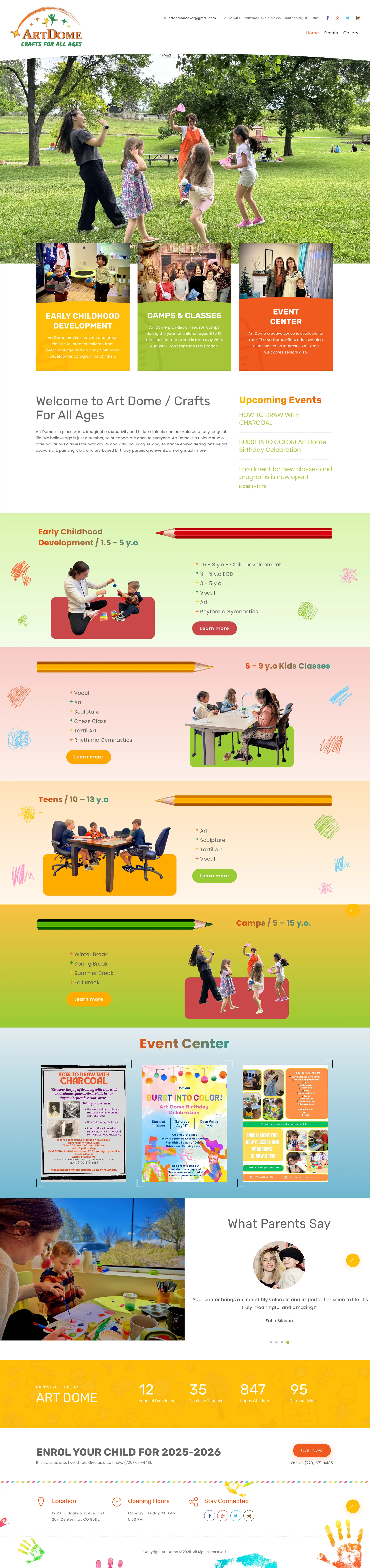 Full-page preview of Art Dome website