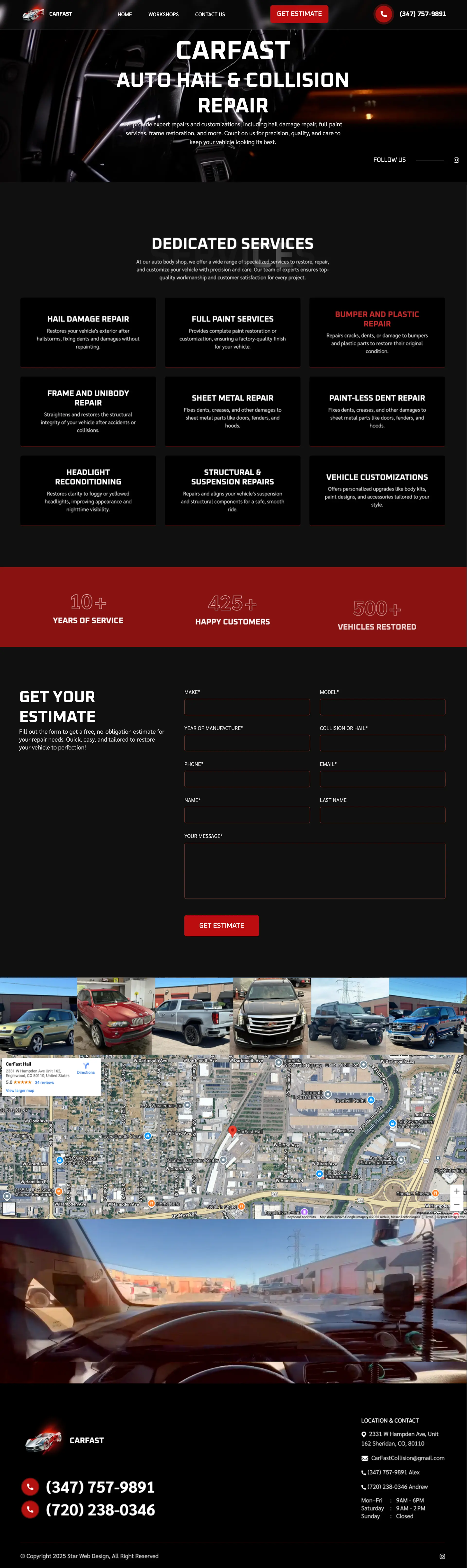 Full-page preview of CarFast Repair website