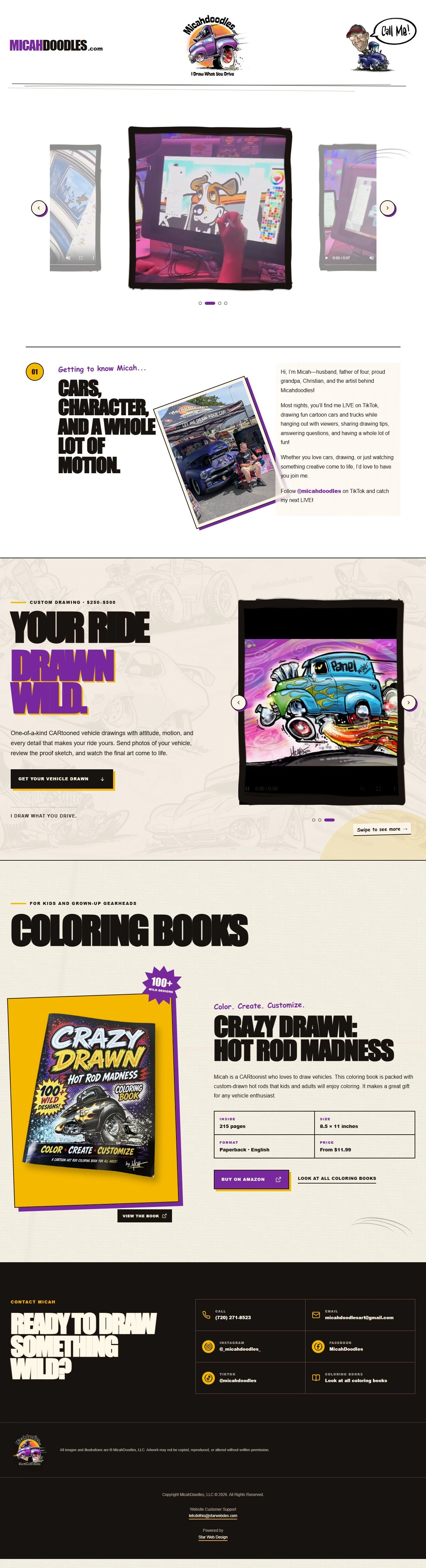 Preview of Micahdoodles website