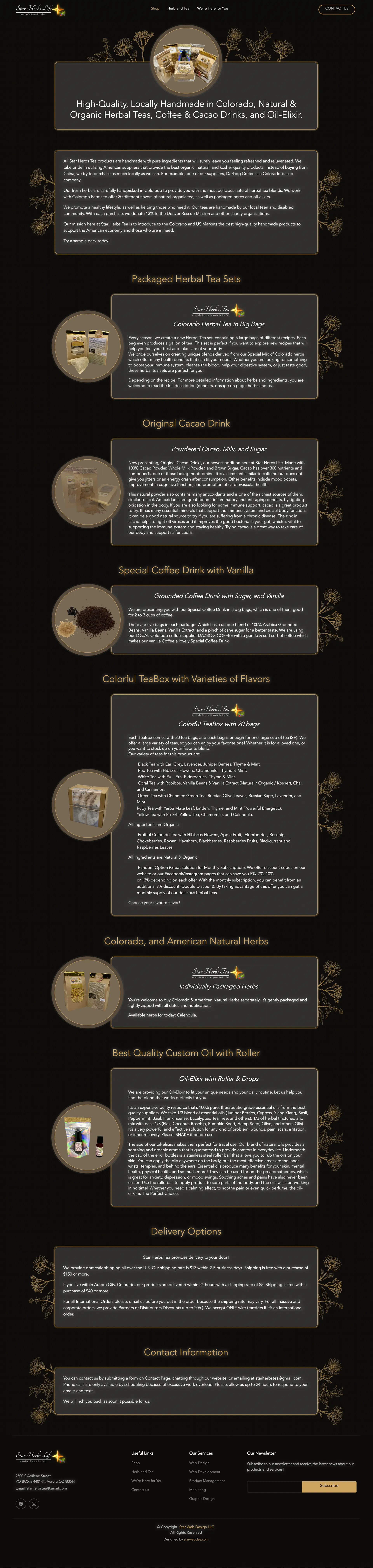 Full-page preview of Star Herbs Life website