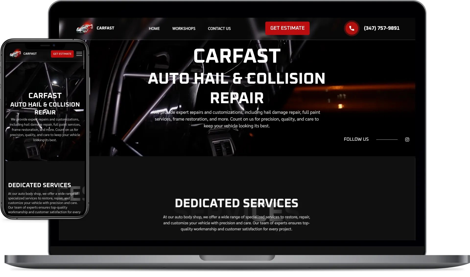 CarFast Repair website design by Star Web Design