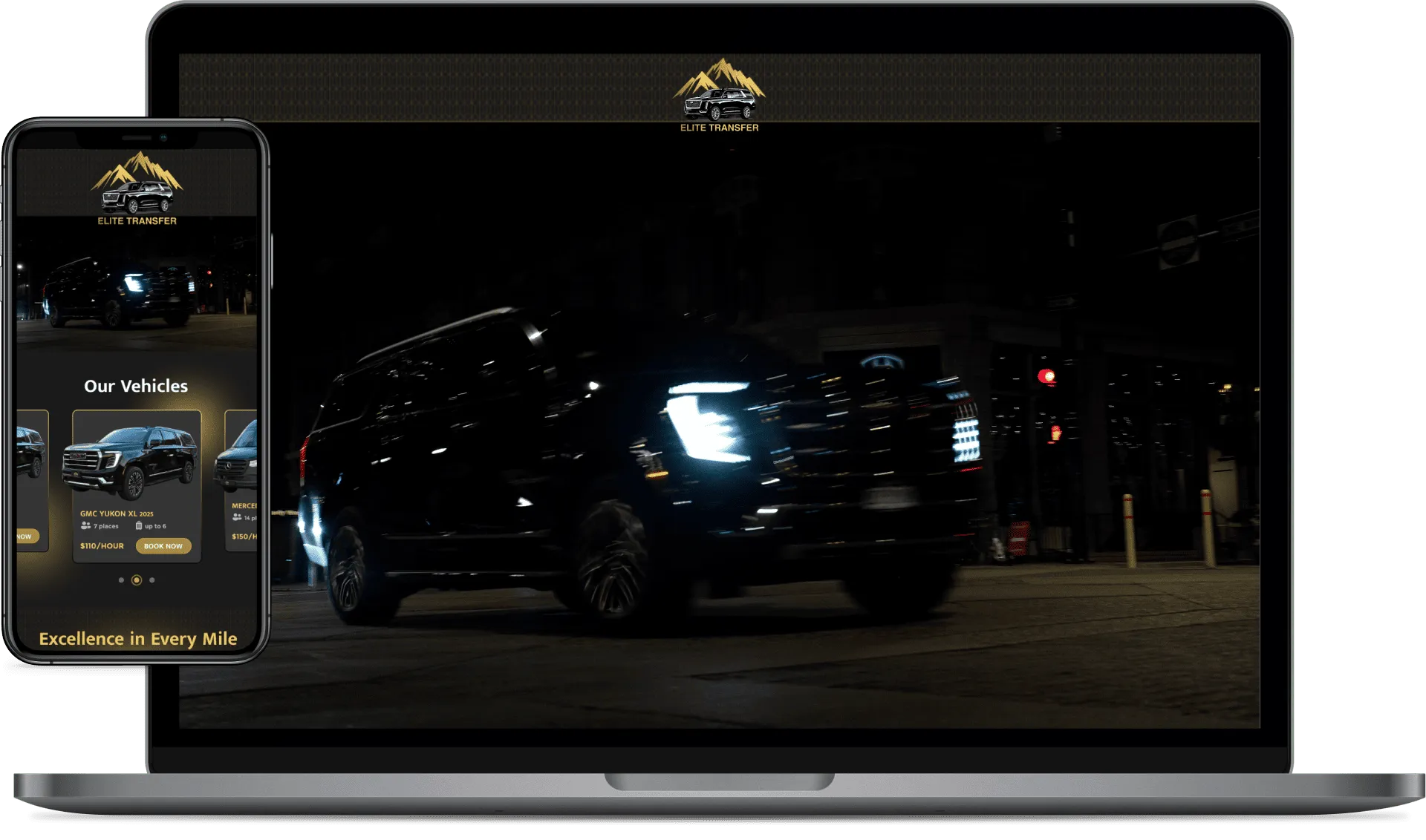 Elite Transfer website design by Star Web Design
